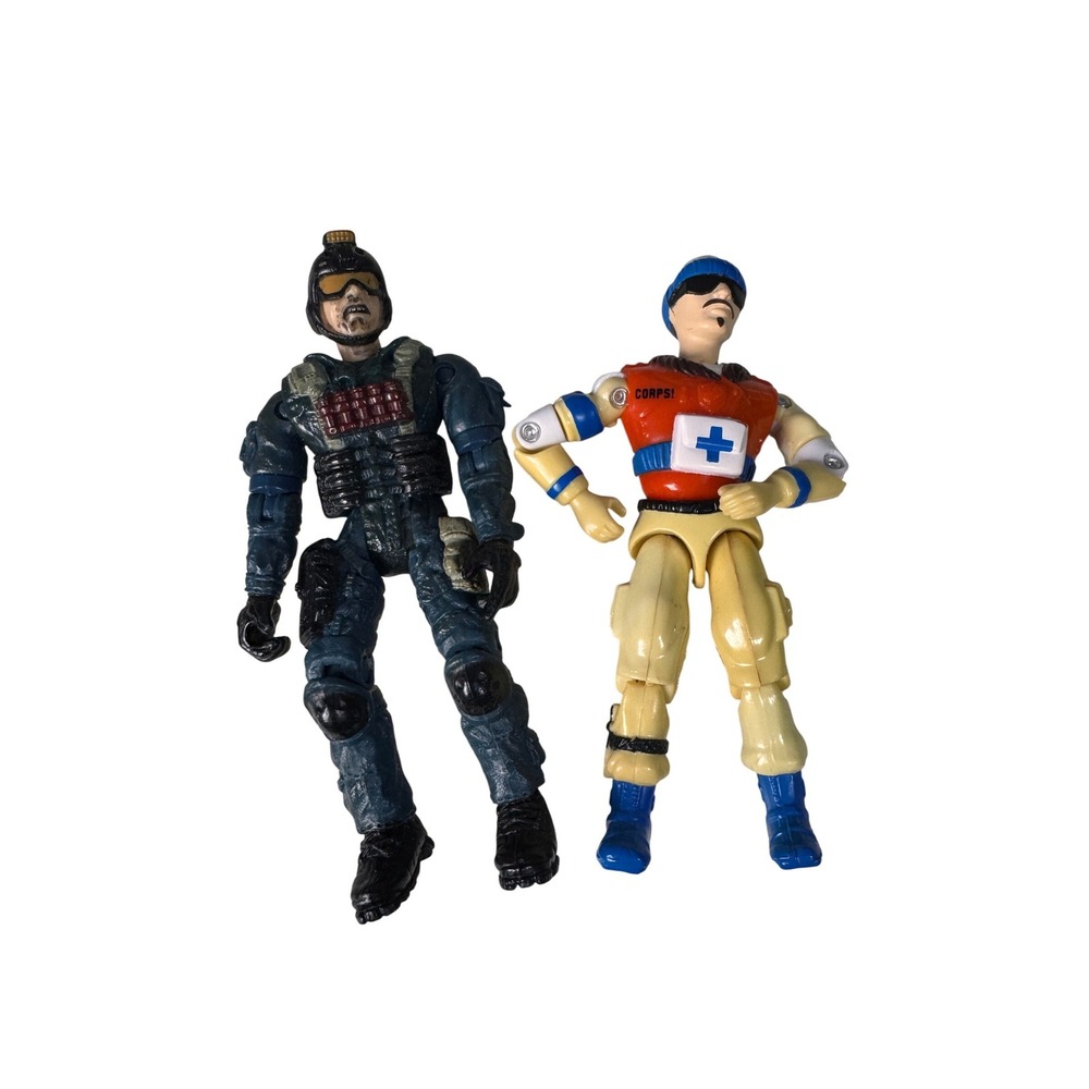 Lanard The Corps Action Figures‎ Lot of 2 Vintage Military Soldier Medic 3.75 In